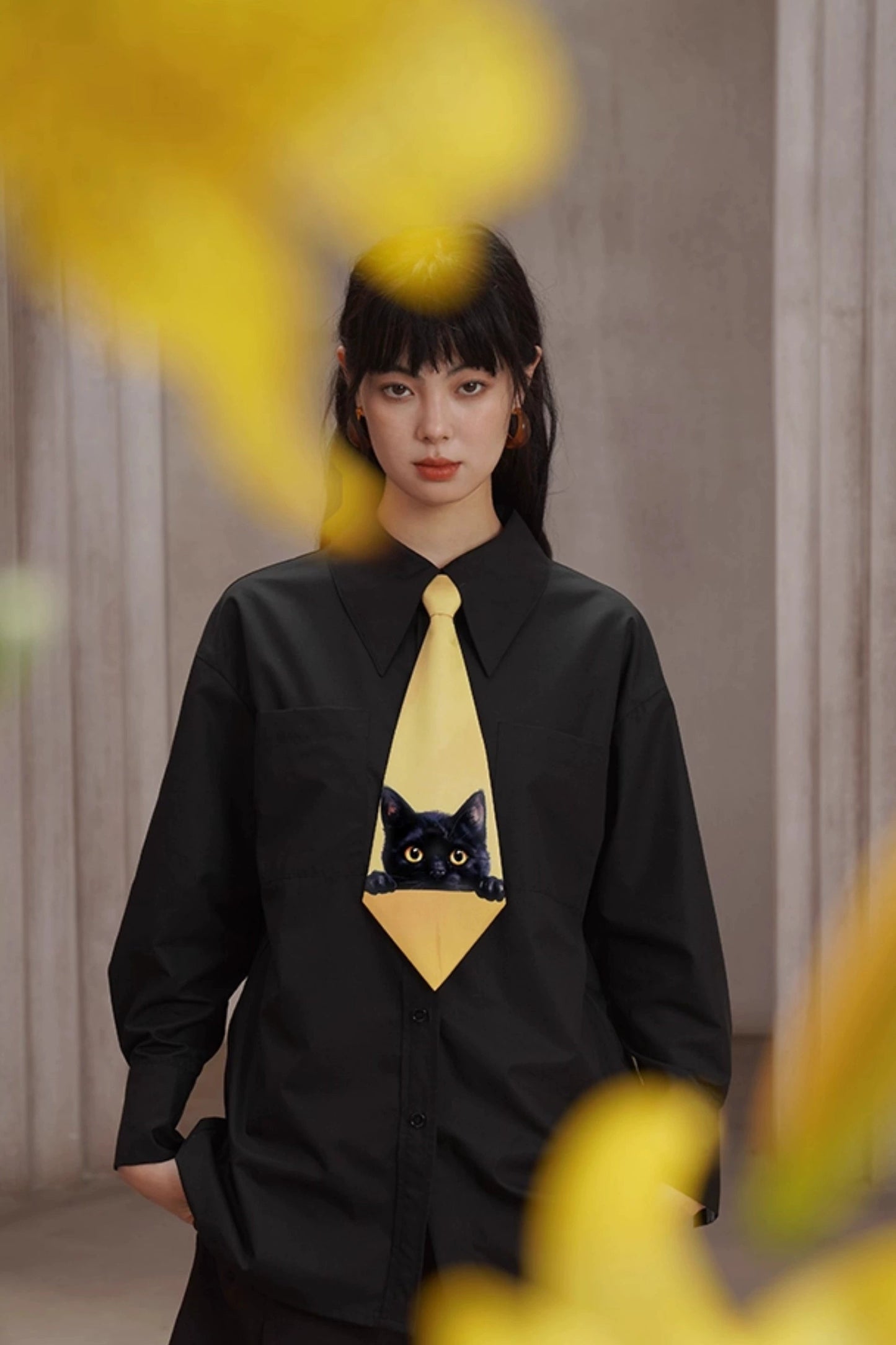 キャットレトロプリントネクタイ　 B4447