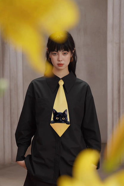 キャットレトロプリントネクタイ　 B4447