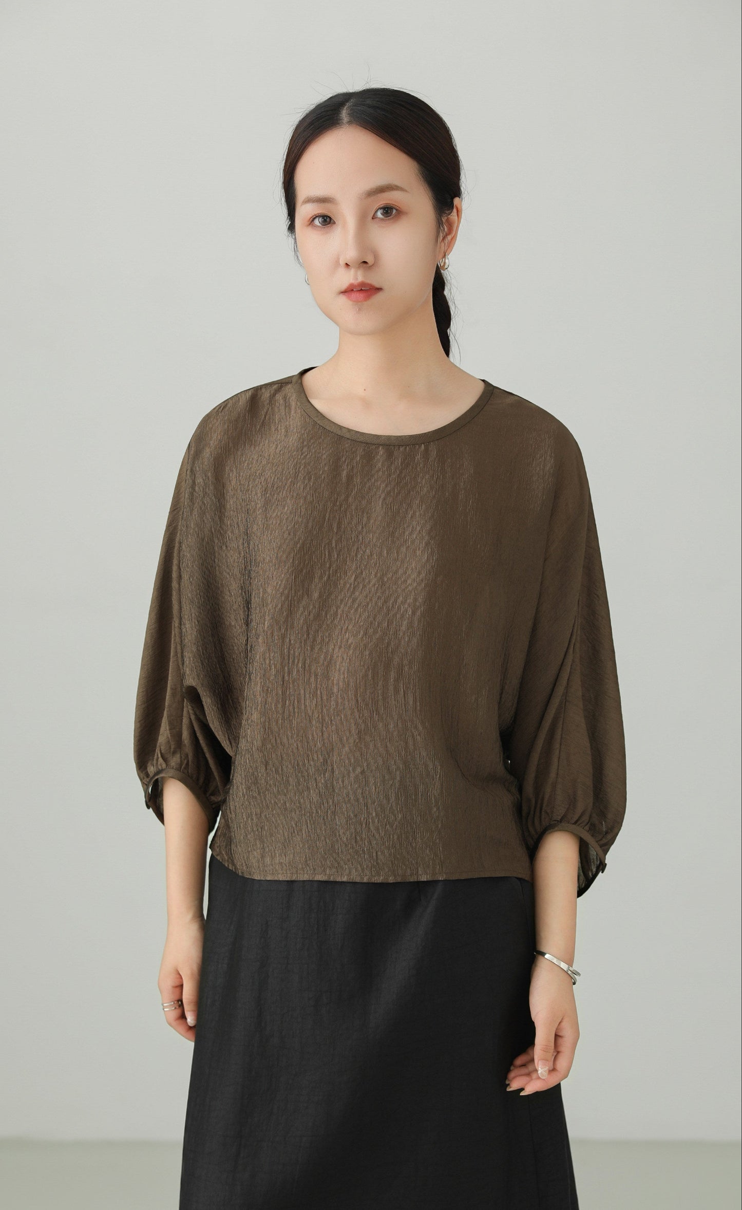 Acetate Crepe Dolman Sleeve Blouse B4893