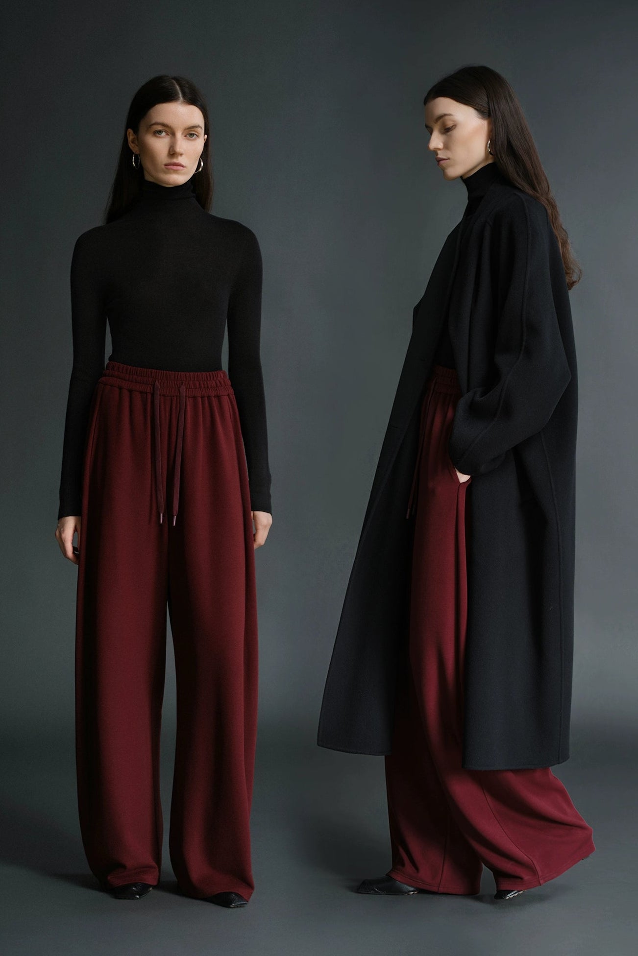 ブラックテクノロジーシンプルゴムウエストワイドパンツ　B4483