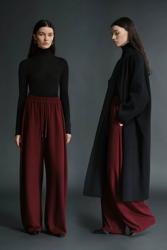 ブラックテクノロジーシンプルゴムウエストワイドパンツ　B4483