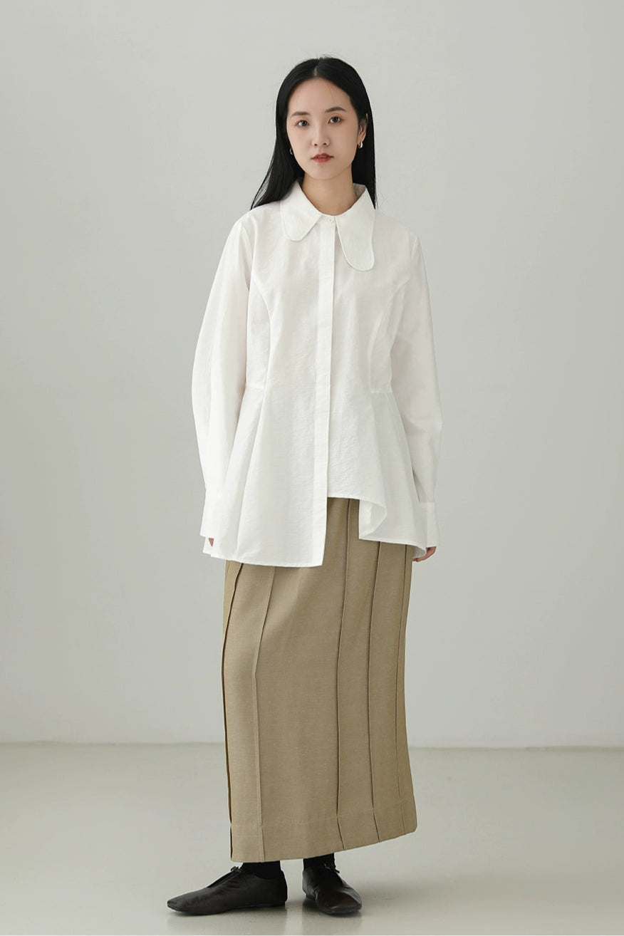 シワ加工コットンイレギュラーハイエンドシャツ　B4272