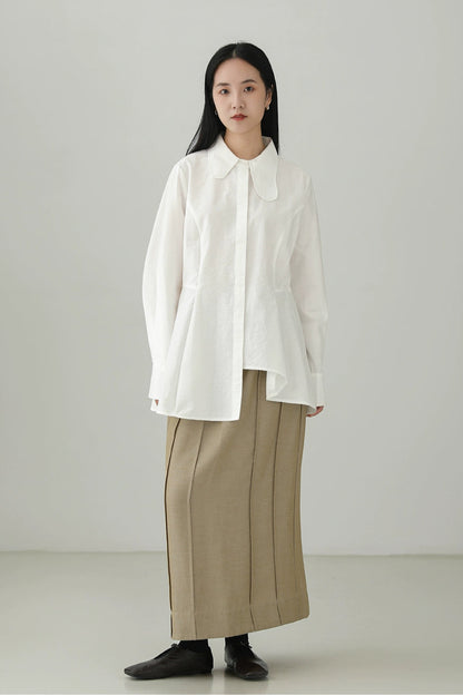 シワ加工コットンイレギュラーハイエンドシャツ　B4272