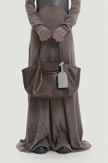 レザーニッチショルダーラージトートバッグ　B4412