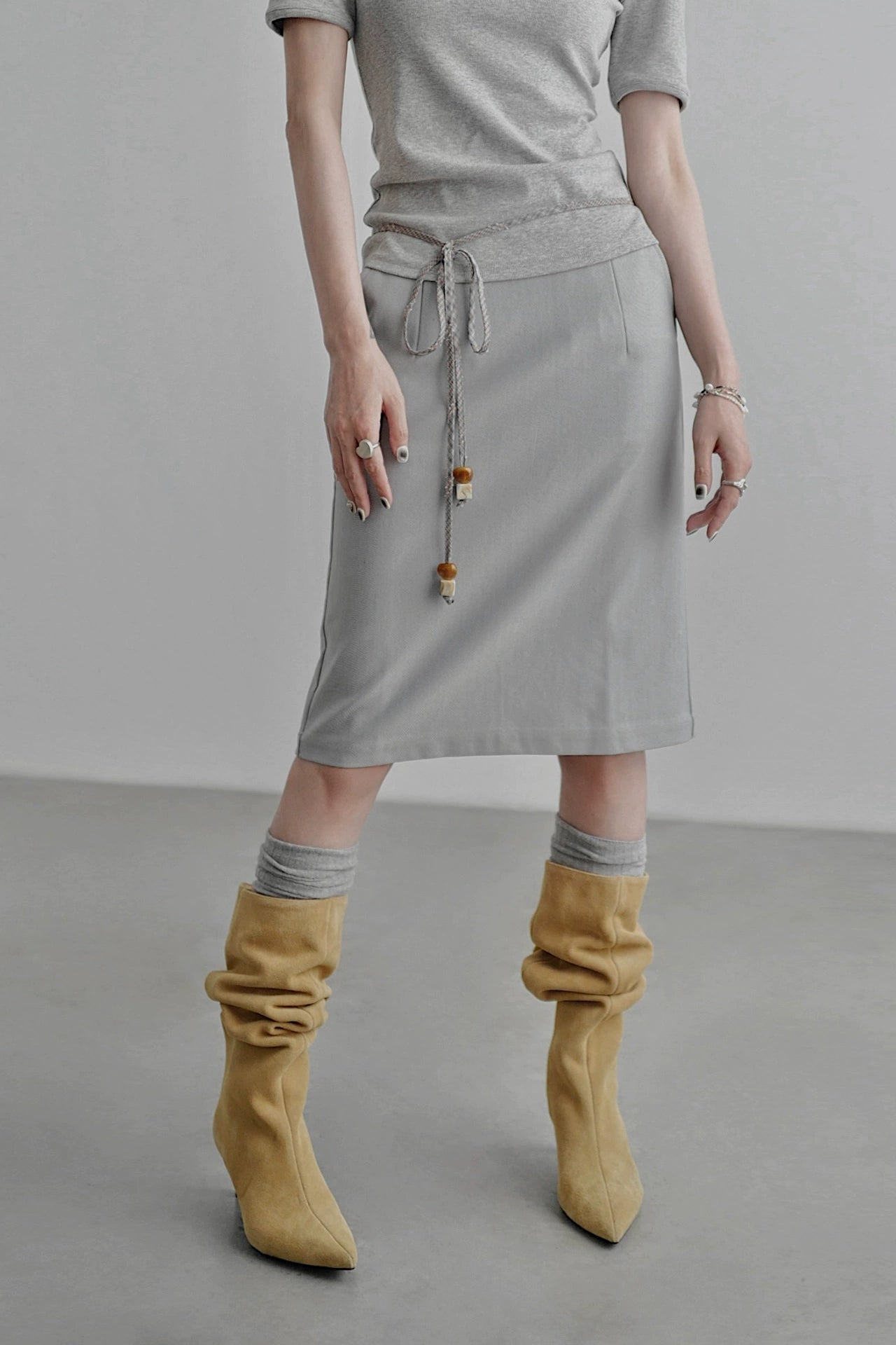 中長直筒裙 B4256