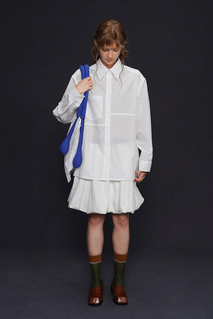 Airy smooth simple loose shirt B4167