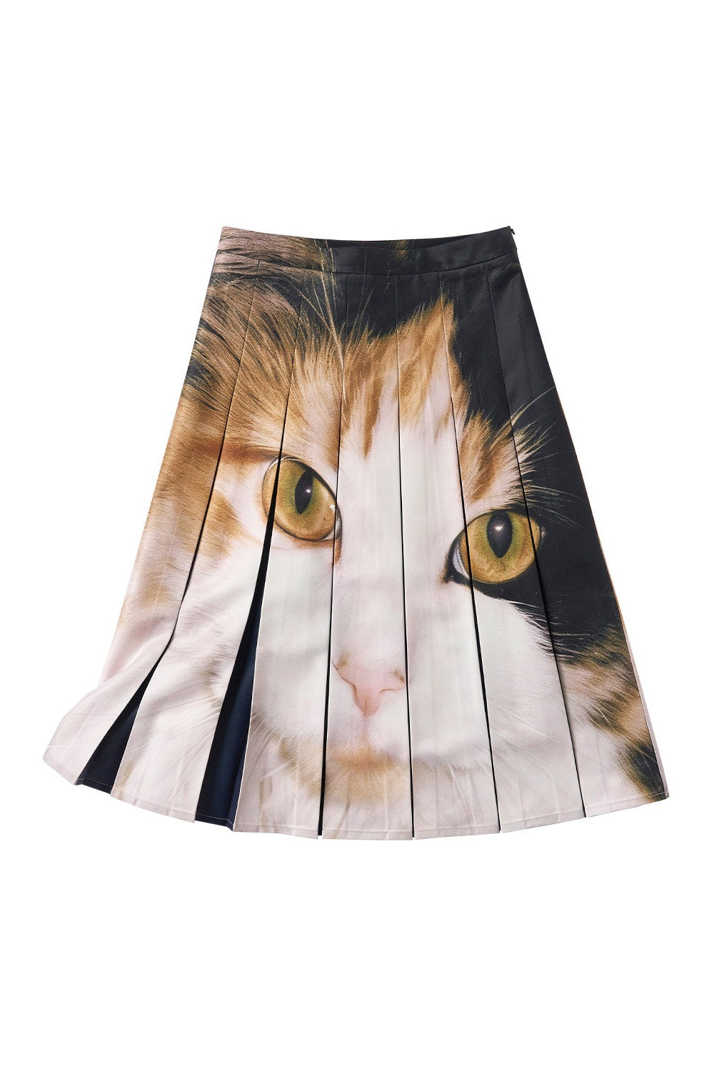 キャットプリントミッドウエストプリーツスカート　B4597