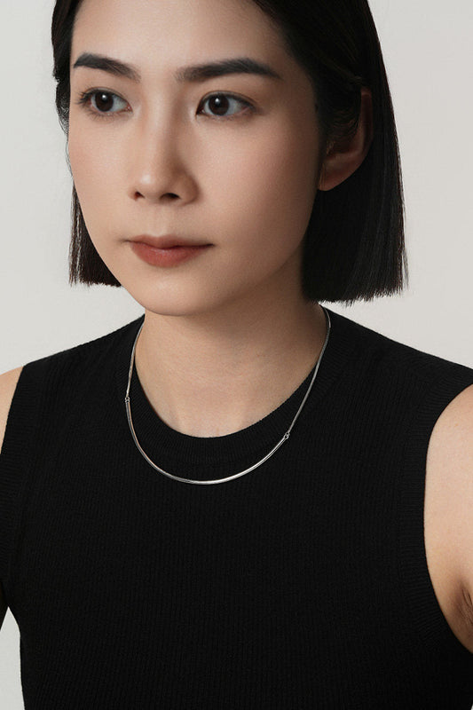 S925カーブラインミニマルチョーカーネックレス　B4722