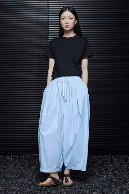 Blue Drape Wide Loose Pants B4798