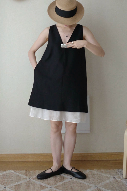Two-Tone Two-Way Sleeveless Dress B4769