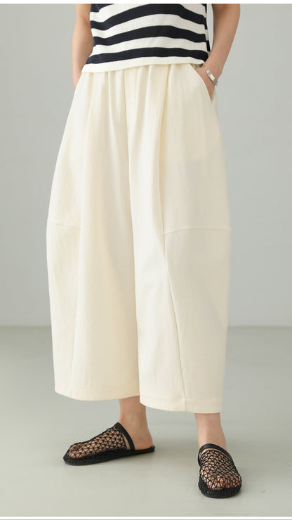 Tencel Cotton Cropped Wide Pants B4763