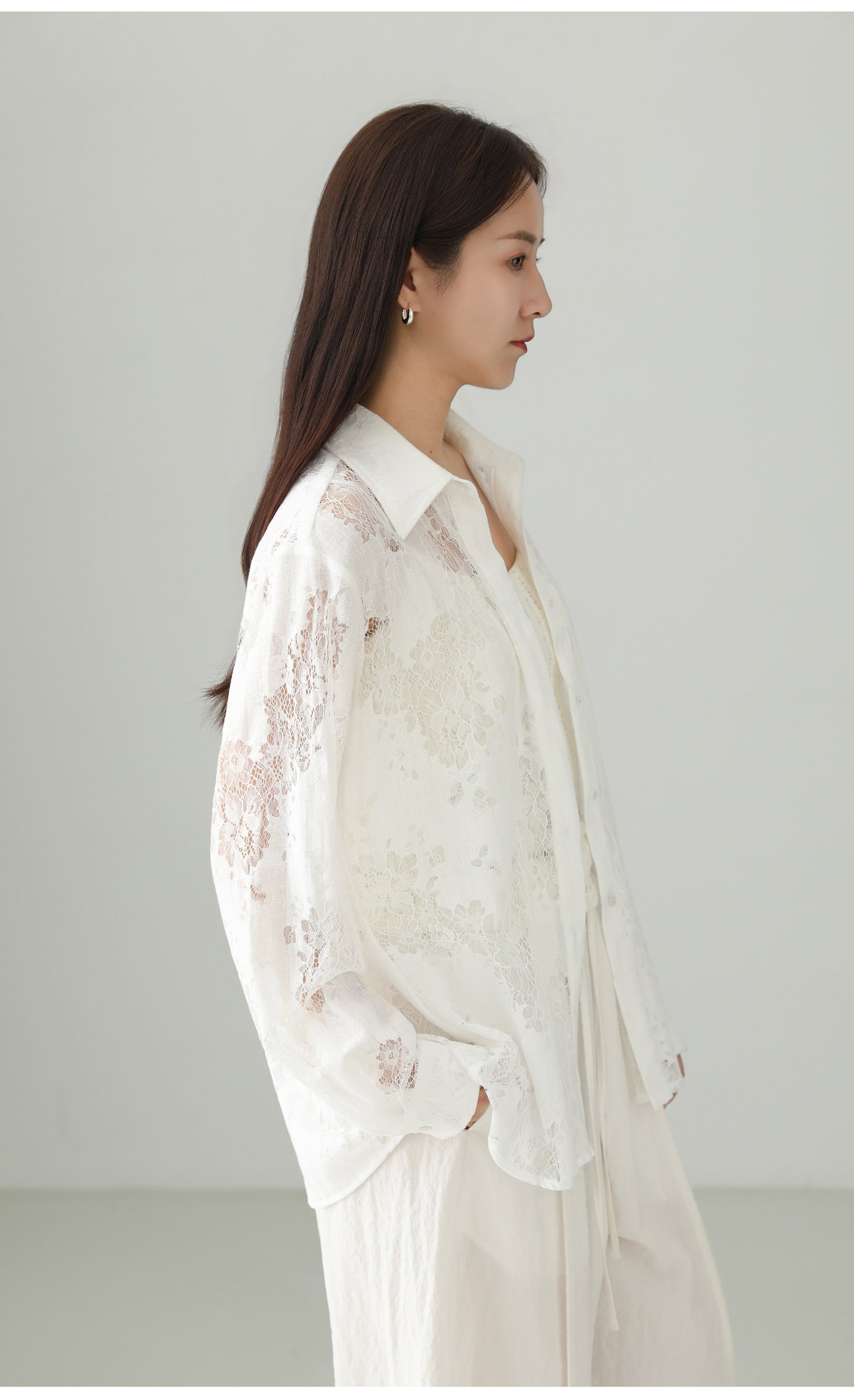 Jacquard Cutwork Shirt Jacket B4757