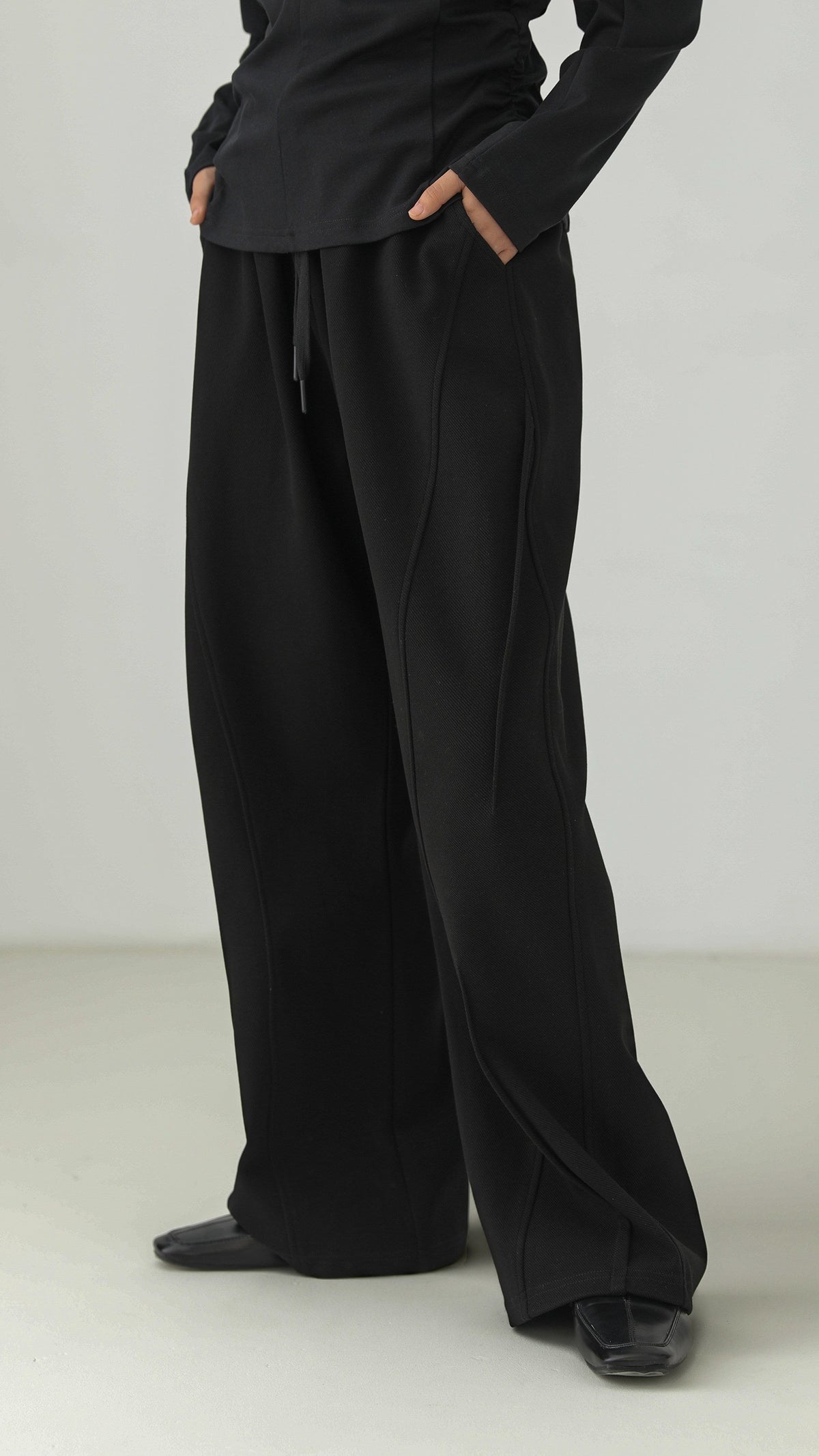 Black cotton-blend straight-leg sweatpants B5000