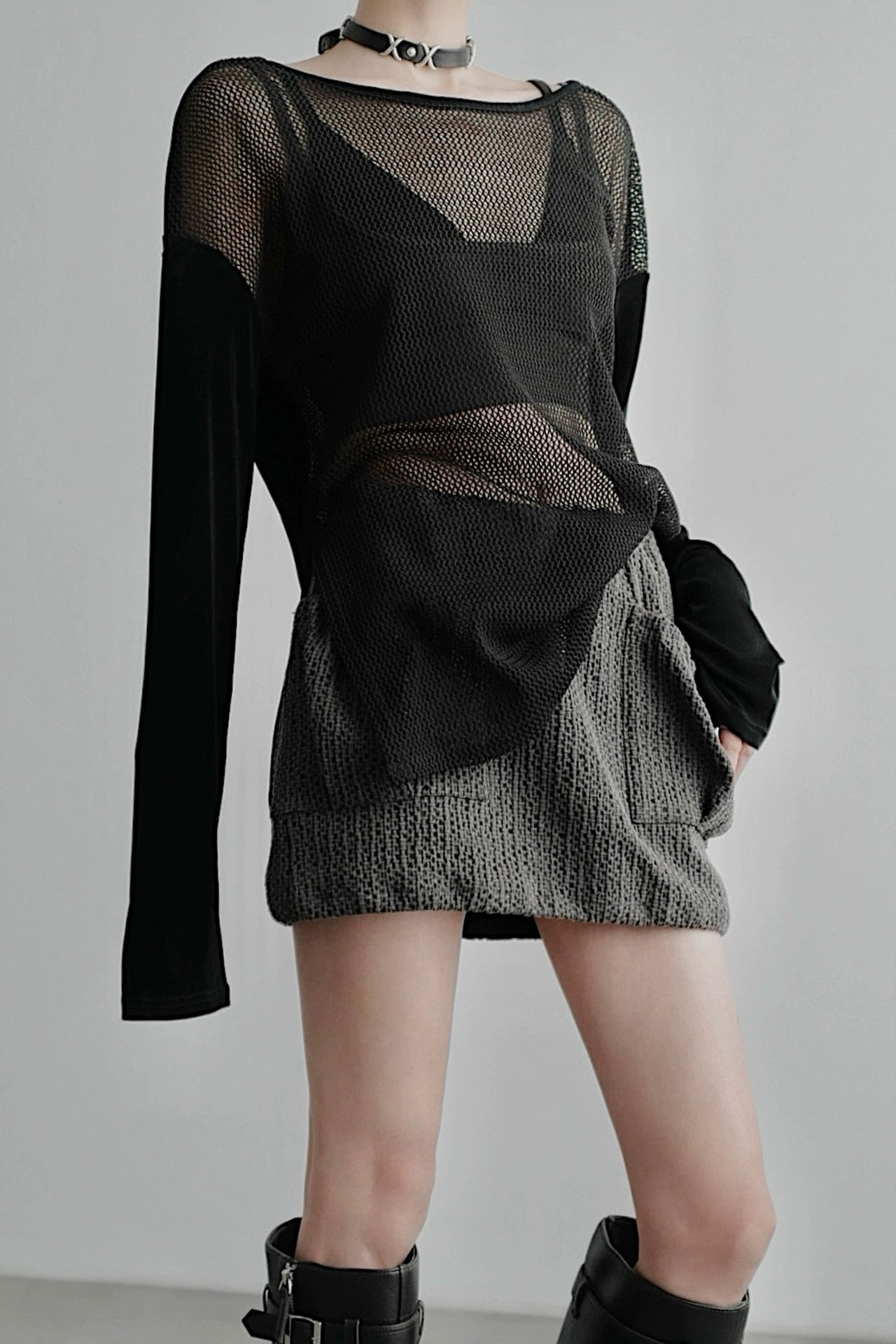 Infinity Mesh Long Sleeve Sweater B4254