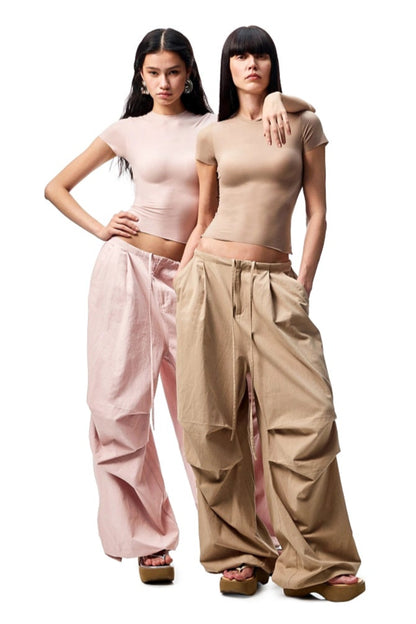 ヴィンテージダメージウオッシュ立体プリーツカーゴパンツ　B3943