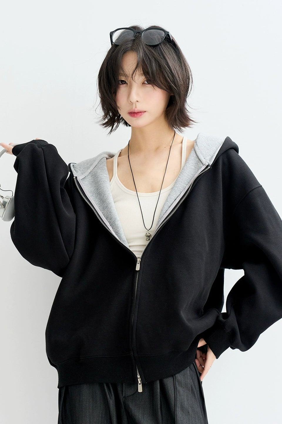 コントラストカラールーズスウェットパーカー　B4430