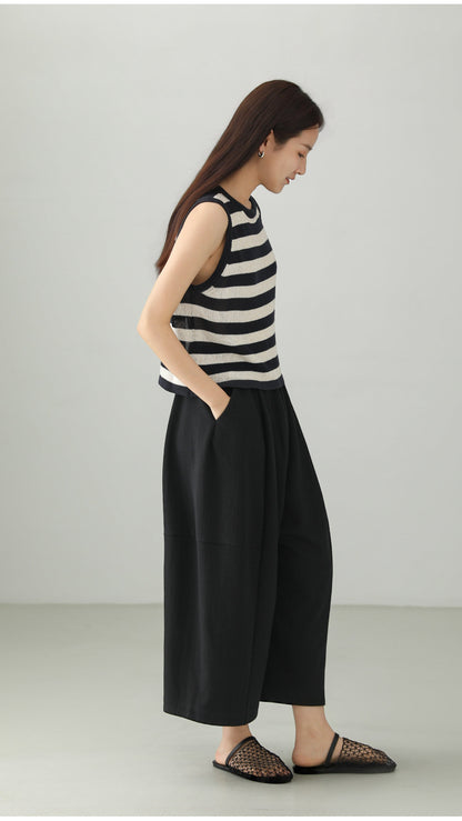 Tencel Cotton Cropped Wide Pants B4763