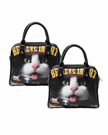 レトロキャット＆ドッグプリントボストンバッグ　B4321