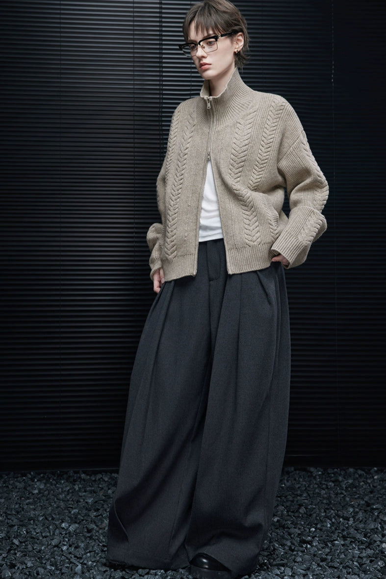 Gray Lazy Style Wide Pants B4354