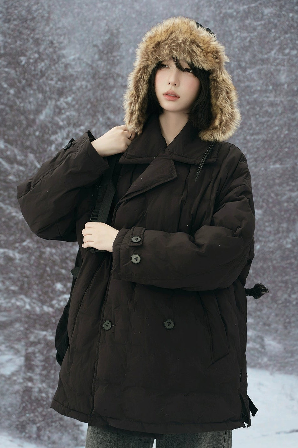 Suit collar mid-length down jacket B4431