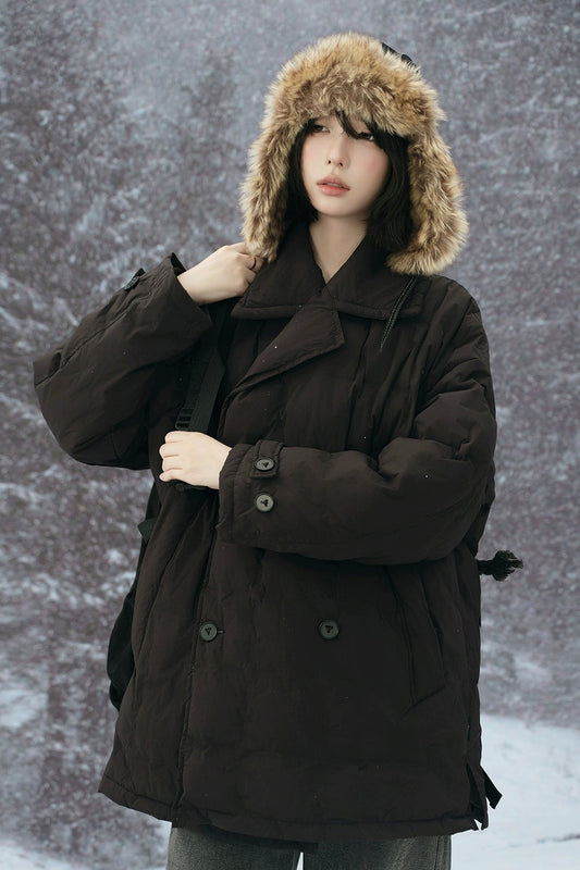 Suit collar mid-length down jacket B4431