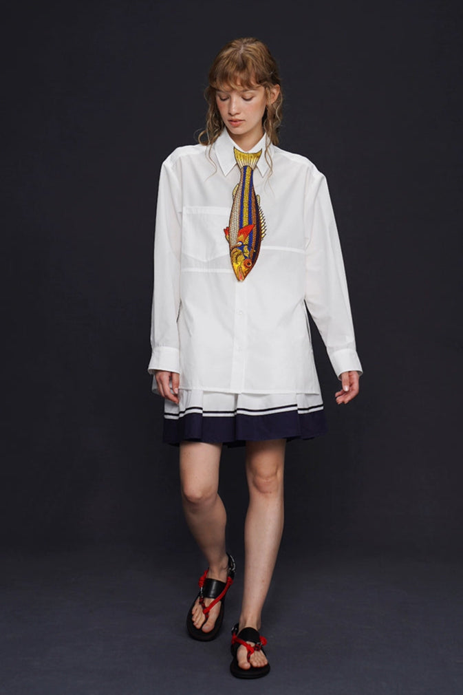 イエローフィッシュヴィンテージ刺繡ネクタイ　B4162