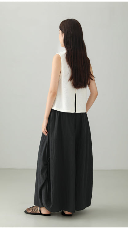 Black Art Silhouette Wide Skirt Pants B4761