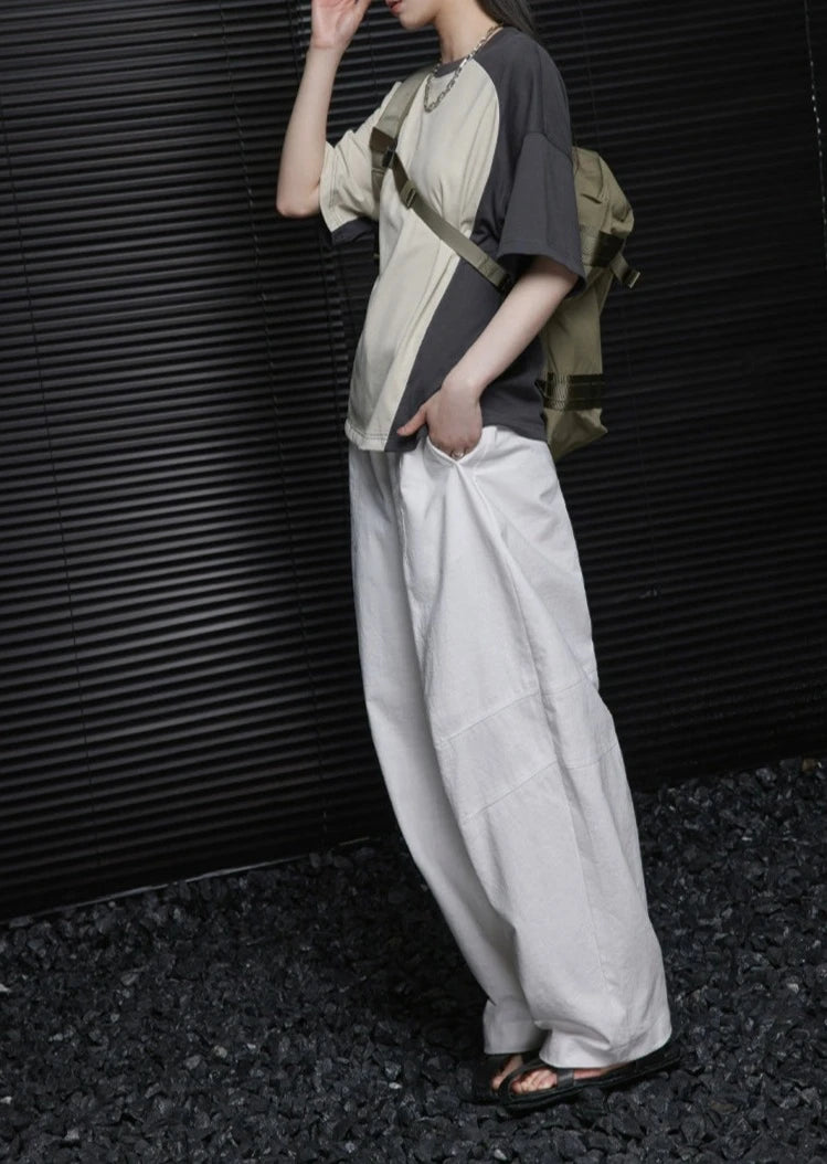 White cool wide loose pants B2757