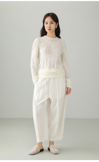 Tencel-blend Cropped Wide Pants B4756