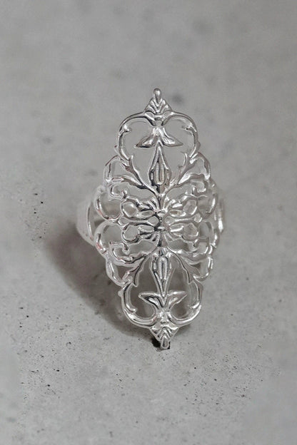 S925貝殼浮雕戒指/蕾絲圖案戒指 B4230