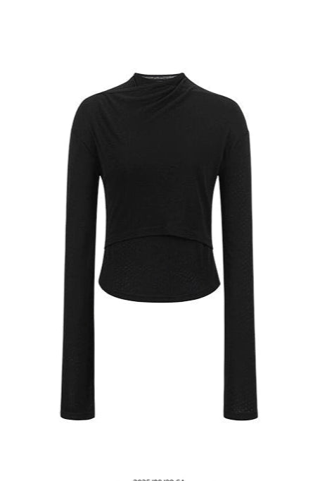 不規則領口長袖上衣 B4346