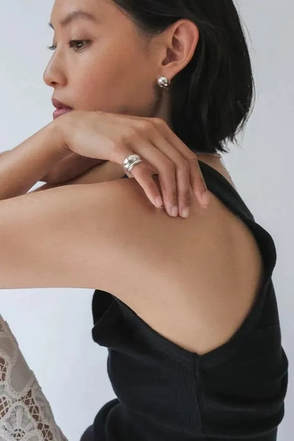 S925簡約圓球復古耳環B4038