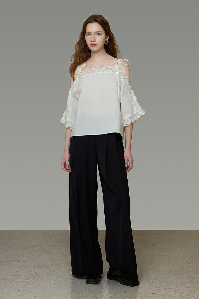 French Off-Shoulder Lace Design Blouse B4767