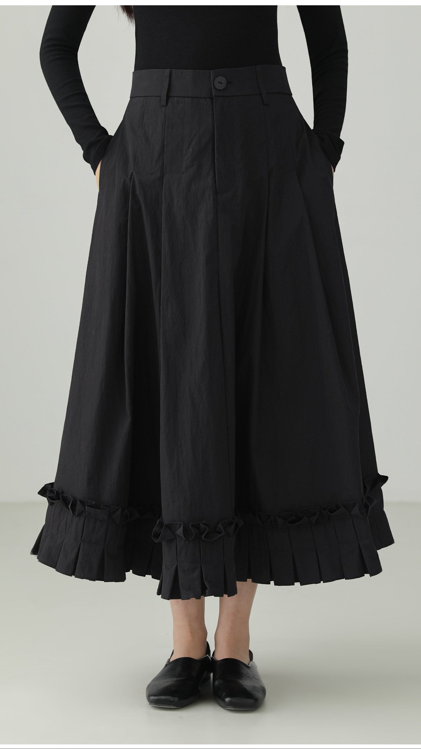 ブロケードコットンプリーツレーススカート　B4730