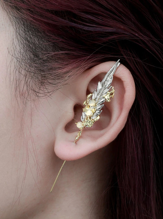Feather wing single needle earrings B2356