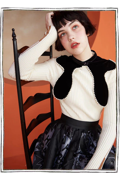 ユニークパールビーズベルベットカラー　b4446