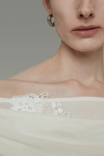 プリーツワンショルダーニットセーター　B4301