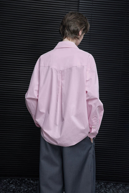 ピンクコットンハンサムルーズシャツ　B4366