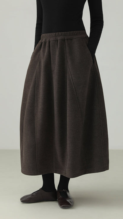 Wool-blend balloon midi skirt B5002