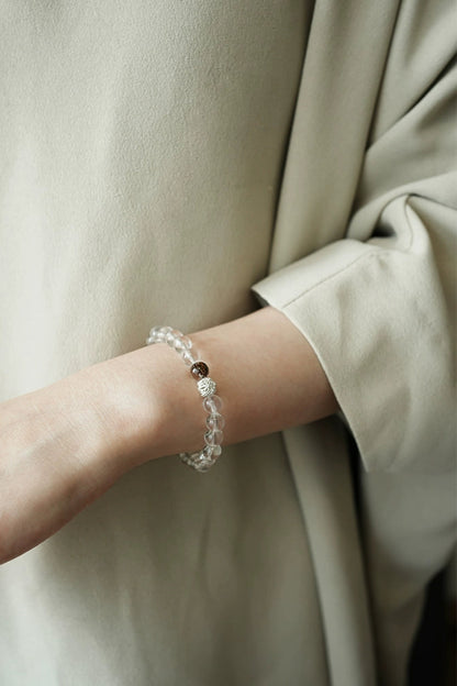 S925ブラジル産ホワイトクリスタル白沈香ブレスレット　B4206