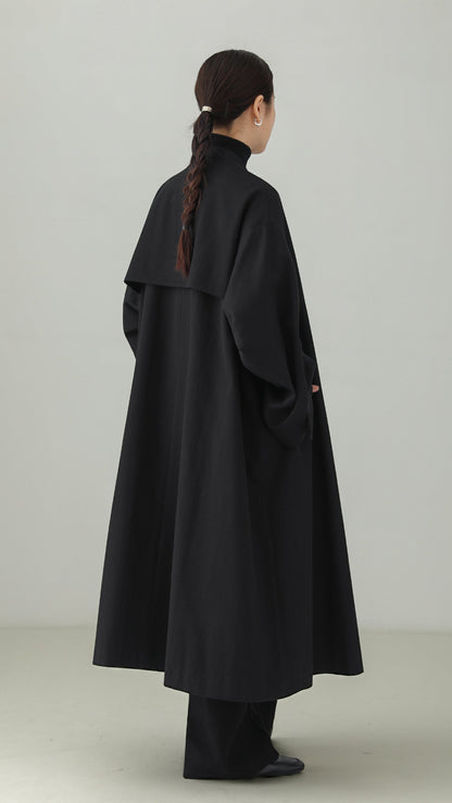 Tencel Cotton No-Collar Long Coat B5009