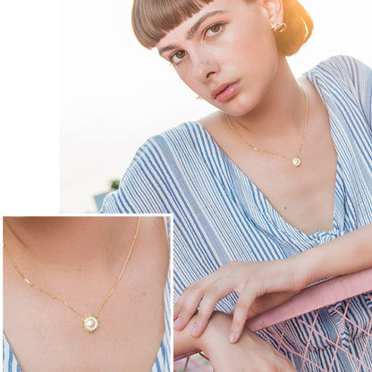 S925 Sun Gold Coin Necklace B1838