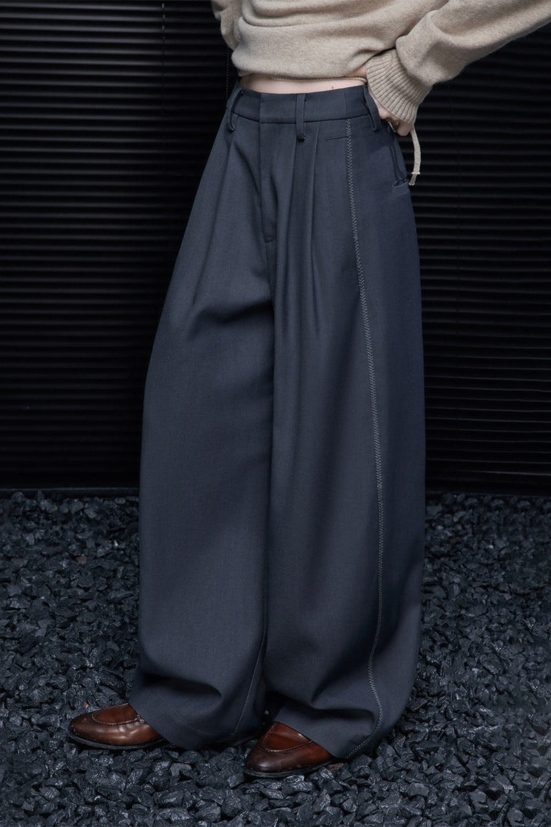 グレーワイドレッグシミターパンツ　B4360