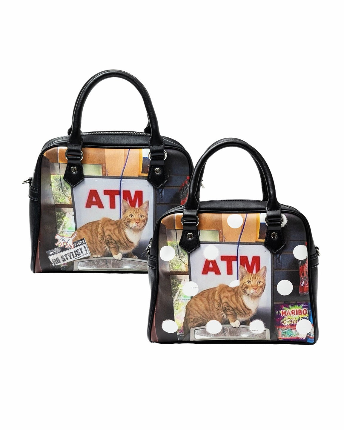 レトロキャット＆ドッグプリントボストンバッグ　B4321