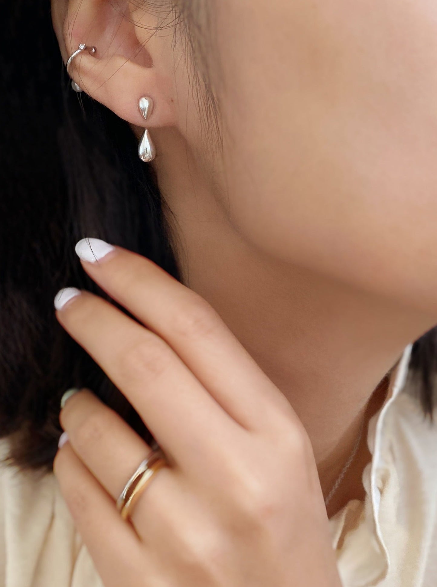 S925 Minimalist teardrop earrings B2153
