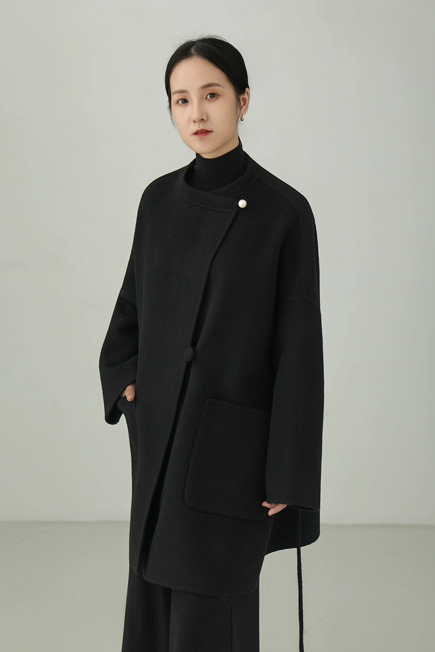 100% wool double-face mid-length coat B4529