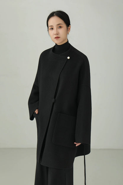 100% wool double-face mid-length coat B4529
