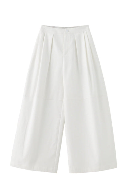 White cotton loose wide pants B4660