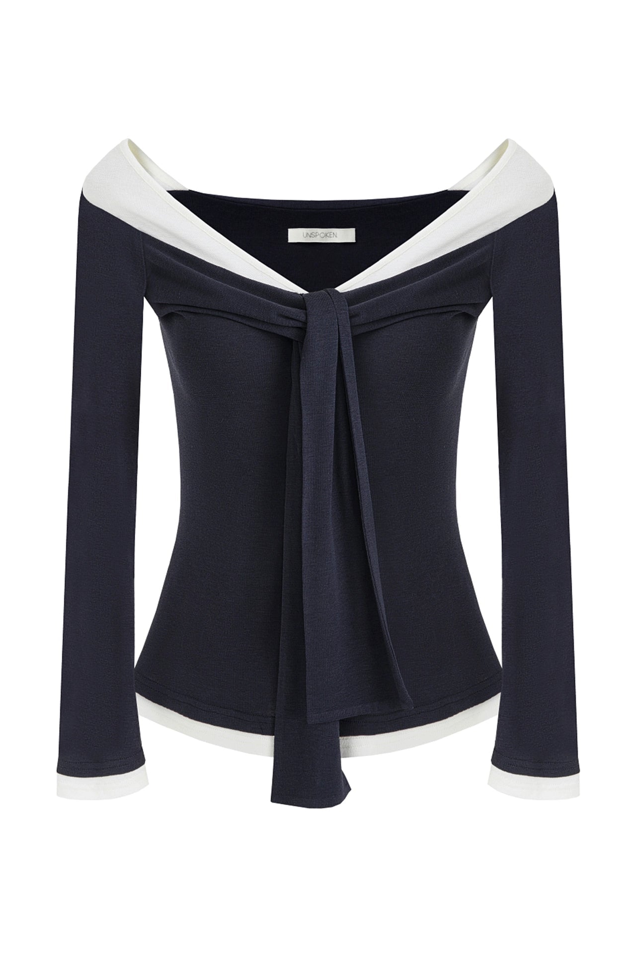 フェイクツーピースコントラストカラートップス　B4291