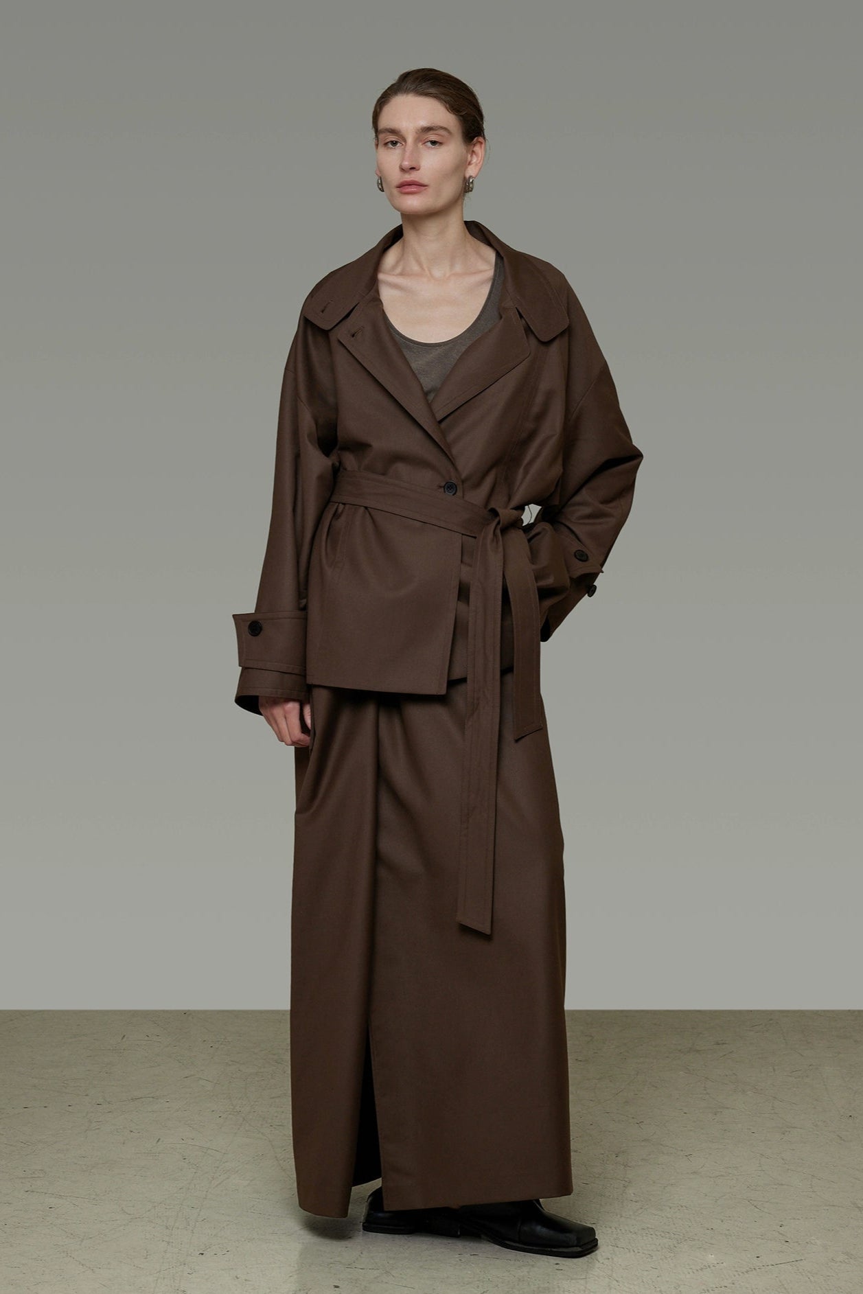 High-end loose short trench coat B4292